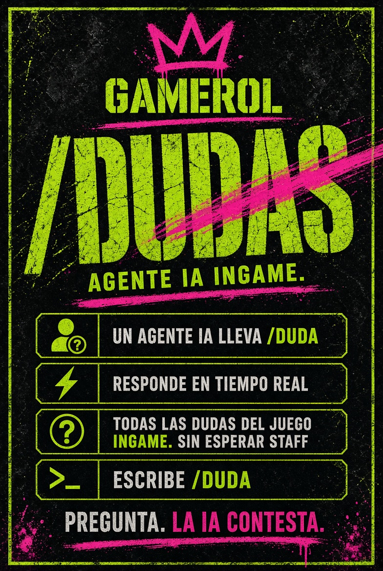Gamerol /duda llevada por nuestra propia IA: un Agente IA responde en tiempo real, dentro del juego, a cualquier duda sobre el servidor